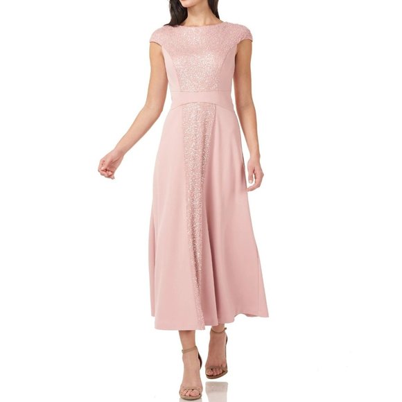 JS Collections Sequin & Crepe a-Line Dress in Blush - Size 10 - Picture 5 of 5